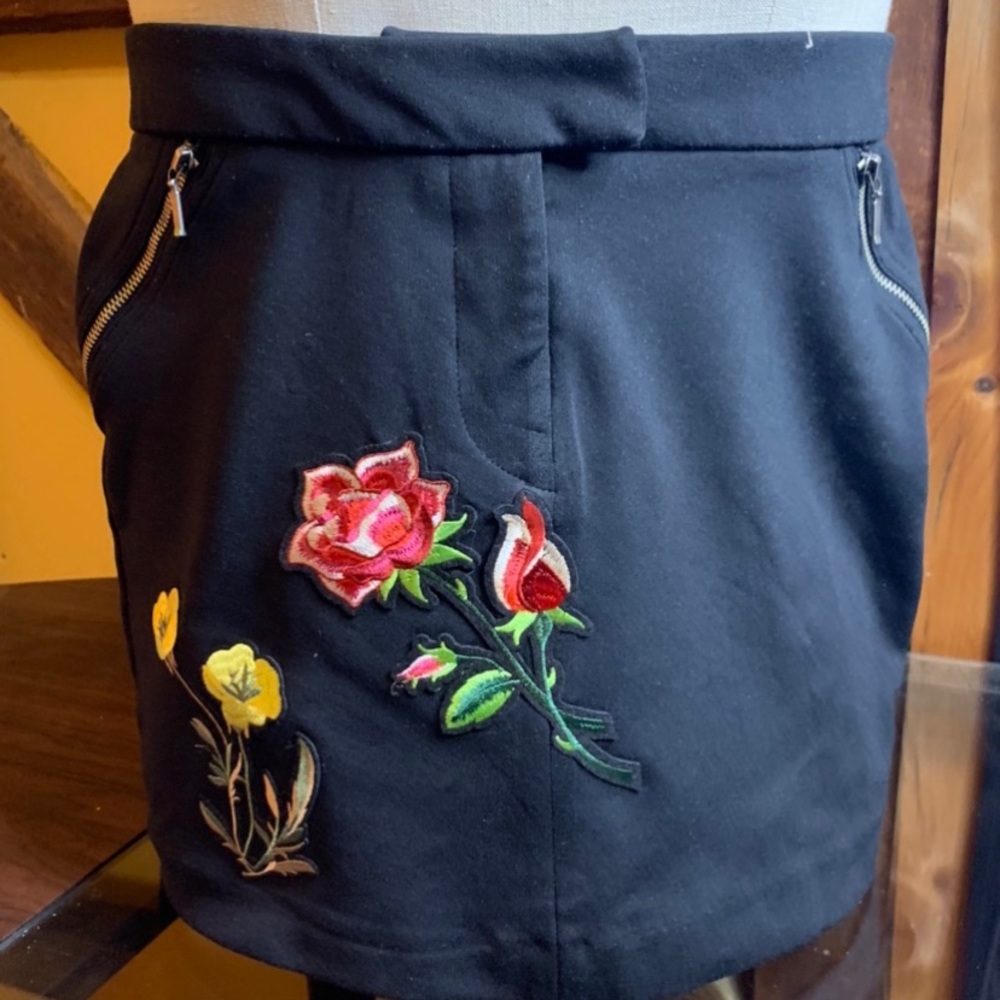 Upcycled black mini skirt